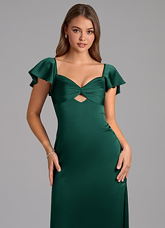 Azazie Demia Brudtärnklänningar Klä av Tubklänning i Stretch Satin Älskling Halsringning Smaragdgrön image7