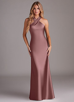 Azazie Doretta Bridesmaid Dresses Vintage Mauve Mermaid Pleated Stretch Satin Dress image1