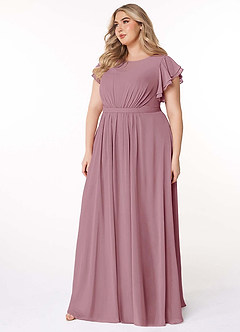 Azazie Daphne Modest Bridesmaid Dresses A-Line Ruffled Chiffon Floor-Length Dress image9