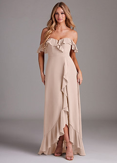 Azazie Lyra Bridesmaid Dresses English Rose A-Line Chiffon Convertible Dress image2