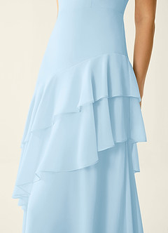 Fiorella Sky Blue Chiffon Ruffled A-line Prom Dress image6