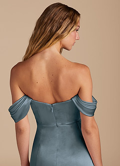 Azazie Amyra Brautjungfernkleider Wandelbar Meerjungfrau-Linie Herzausschnitt Metallischer Satin Kleid Zwielichtviolett image3