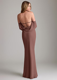 Azazie Lusinda Suknie dla druhen Syrena Zza ramienia Szyfon Do ziemi Sukienka image2