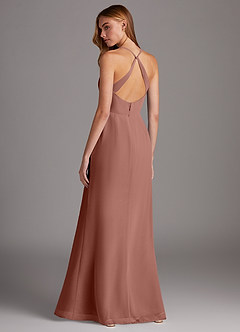 Azazie Manila Bridesmaid Dresses Cedar Rose Sheath V-Neck Chiffon Dress image2