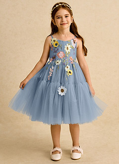 Azazie Osea Sukienki dla dziewczynek sypiących kwiaty Suknia balowa Pofałdowany Tiul Długość do kolan Sukienka image6