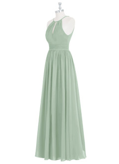 Azazie Cherish Bridesmaid Dresses Agave A-Line Pleated Chiffon Dress image8