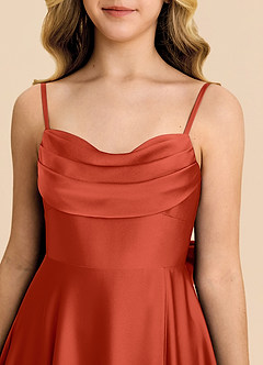 Azazie Bear Rust A-Line Sweetheart Neckline Stretch Satin Dress image7