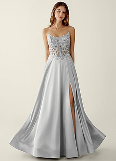 grey silk prom dress Prom Dress Style #28628