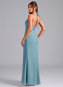 Azazie Valerie Bridesmaid Dresses Moody Blue Mermaid Pleated Chiffon Dress image5