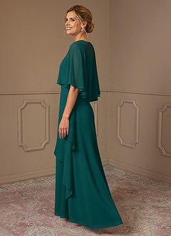 Azazie Bowie Abiti per la Madre della Sposa Abito A-Line in Chiffon Verde Pavone image3