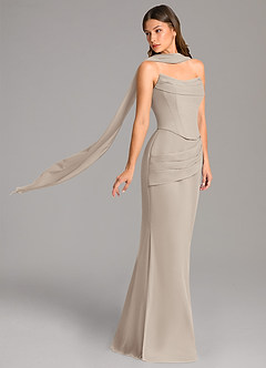 Azazie Sorrel Bridesmaid Dresses Frost Mermaid Corset Chiffon Dress image3