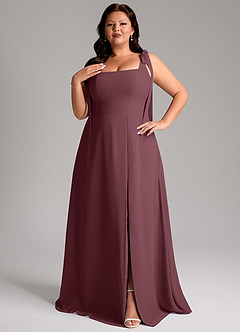 Azazie Debra Bridesmaid Dresses Sangria A-Line with Pockets Chiffon Convertible Dress image3