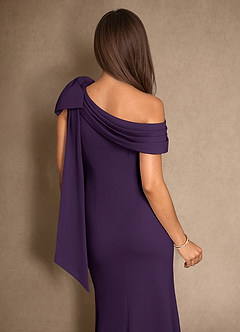 Azazie Myers vestidos de madre de la novia Vestido de Ciruela de Crepé elástico de Sirena con Plisado image6