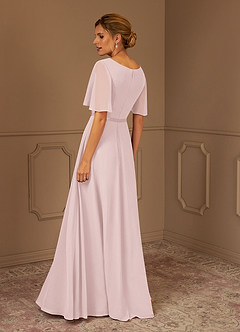 Azazie Tricia Mother of the Bride Dresses Blushing Pink A-Line V-Neck Pleated Chiffon Dress image2