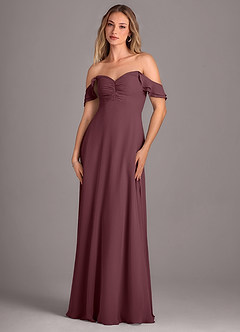 Azazie Kaylyn Vestidos de damas de honor Vestido de Sangrado de Gasa de Corte en A con Volante image6