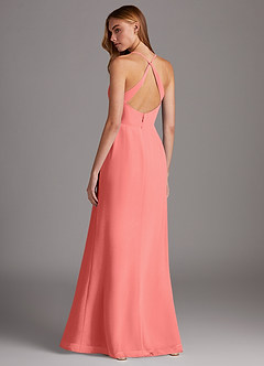 Azazie Manila Bridesmaid Dresses Coral Sheath V-Neck Chiffon Dress image2