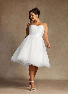 Azazie Gelsey Wedding Dresses Diamond White A-Line Sweetheart Neckline Tulle Dress image11