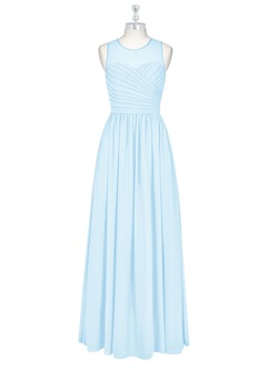 Azazie Nina Bridesmaid Dresses Sky Blue A-Line Pleated Chiffon Dress image6
