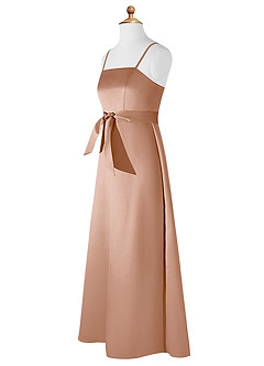 Azazie Anina Junior Champagne Rose A-Line Bow Matte Satin Dress image9