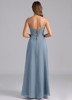 Azazie Valentine Bridesmaid Dresses Dusty Blue A-Line Corset Chiffon Dress image2
