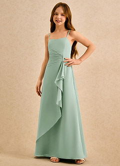 Azazie lolly Girls Formal Flower Girl Dresses Agave A-Line Pleated Chiffon Dress image5