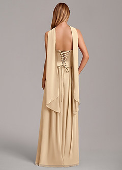 Azazie Cadence Bridesmaid Dresses Champagne A-Line Corset Stretch Satin Convertible Dress image4