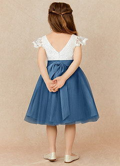 Azazie Vetty Flower Girl Dresses Ivory Twilight A-Line Lace Tulle Dress image2