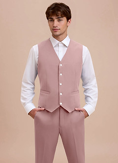 front Ethan Dusty Rose Refined Weave Suit Vest