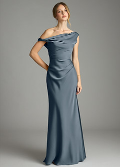 Azazie Emerson Bridesmaid Dresses Twilight Mermaid Off the Shoulder Stretch Satin Dress image1