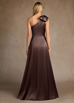 Azazie Easton Mother of the Bride Dresses Ganache A-Line One Shoulder Stretch Satin Dress image3