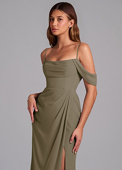 Azazie Johana Jurken voor bruidsmeisjes Converteerbaar Jurk van Chiffon met Zeemeermin Off the Shoulder Wilgengroen image5