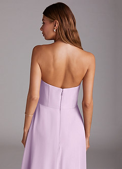 Azazie Wren Brautjungfernkleider Eine Linie Schulterfrei Chiffon Kleid Frostiges Flieder image8
