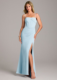 Azazie Chantel Bridesmaid Dresses Sky Blue Sheath Strapless Chiffon Convertible Dress image5