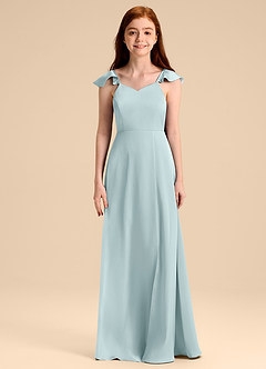 Azazie Everett Junior Mist A-Line Bow Stretch Satin Dress image6