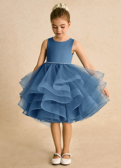 Azazie Tinie Blumenmädchenkleider Ballkleid Schleifen Tüll Kleid Zwielichtviolett image5