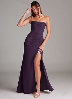 Azazie Leonis Bridesmaid Dresses Plum Sheath Strapless Chiffon Convertible Dress image1