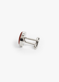 front Rounded Stretch Satin Cufflinks