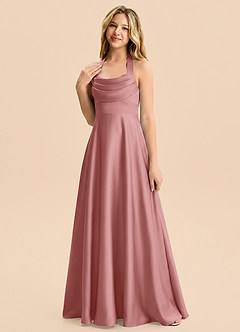 Azazie Kady Junior Dusty Rose A-Line Sweetheart Neckline Stretch Satin Dress image5