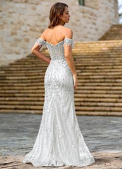 Zinanam Silver A-line 3D Flowers Prom Dress image2