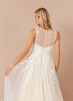 Azazie Deveny Wedding Dresses Diamond White Champagne Ball-Gown Sequins Tulle Dress image7