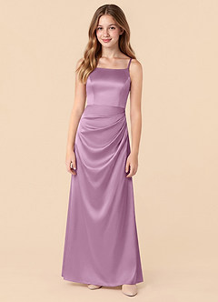 Azazie Renna Junior Wisteria Mermaid Pleated Stretch Satin Dress image5