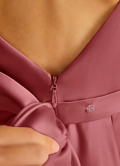 Azazie Pipsy 플라워 걸 드레스 A라인 절하다 매트 새틴 발목 길이 드레스 image6