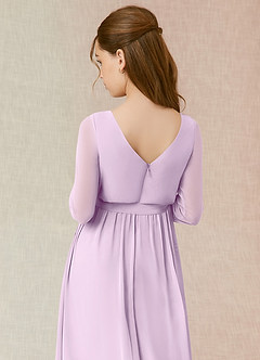 Azazie Angelica Junior Frosted Lilac A-Line Pleated Chiffon Dress image7