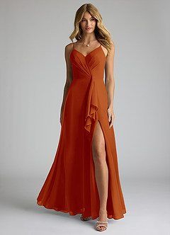 Azazie Akita Bridesmaid Dresses Paprika A-Line Chiffon Dress image3