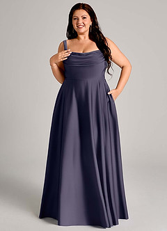 Azazie Shaude Bridesmaid Dresses Stormy A-Line Pleated Stretch Satin Dress image11
