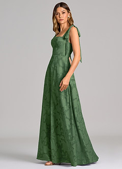 Azazie Debra Bridesmaid Dresses Eucalyptus A-Line with Pockets Floral Burnout Dress image3