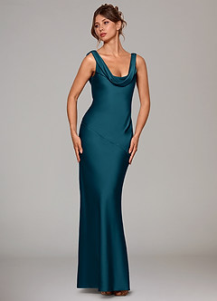 Azazie Rylina Brautjungfernkleider Meerjungfrau-Linie Stretch-Satin Kleid Tintenblau image3
