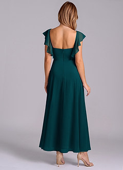 Azazie Leilani Bridesmaid Dresses Pine A-Line Ruched Chiffon Dress image2
