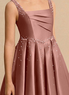 Azazie Jello vestidos de niña de las flores Vestido de Rosa De Cedro de Satin Mate de Princesa con Plisado image5