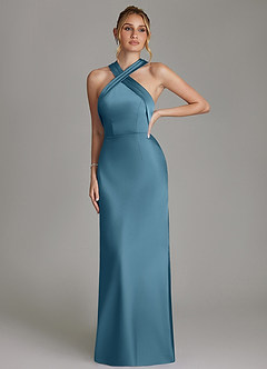 Azazie June Bridesmaid Dresses Bermuda Sheath Stretch Satin Dress image3